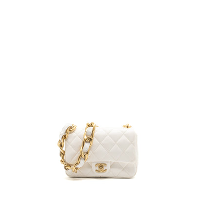 Chanel 22S Giant Chain Flap Shoulder Bag Lambskin White Brushed  (Microchip)