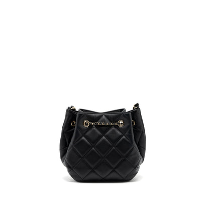 Chanel Drawstring Bucket Bag Calfskin Black L