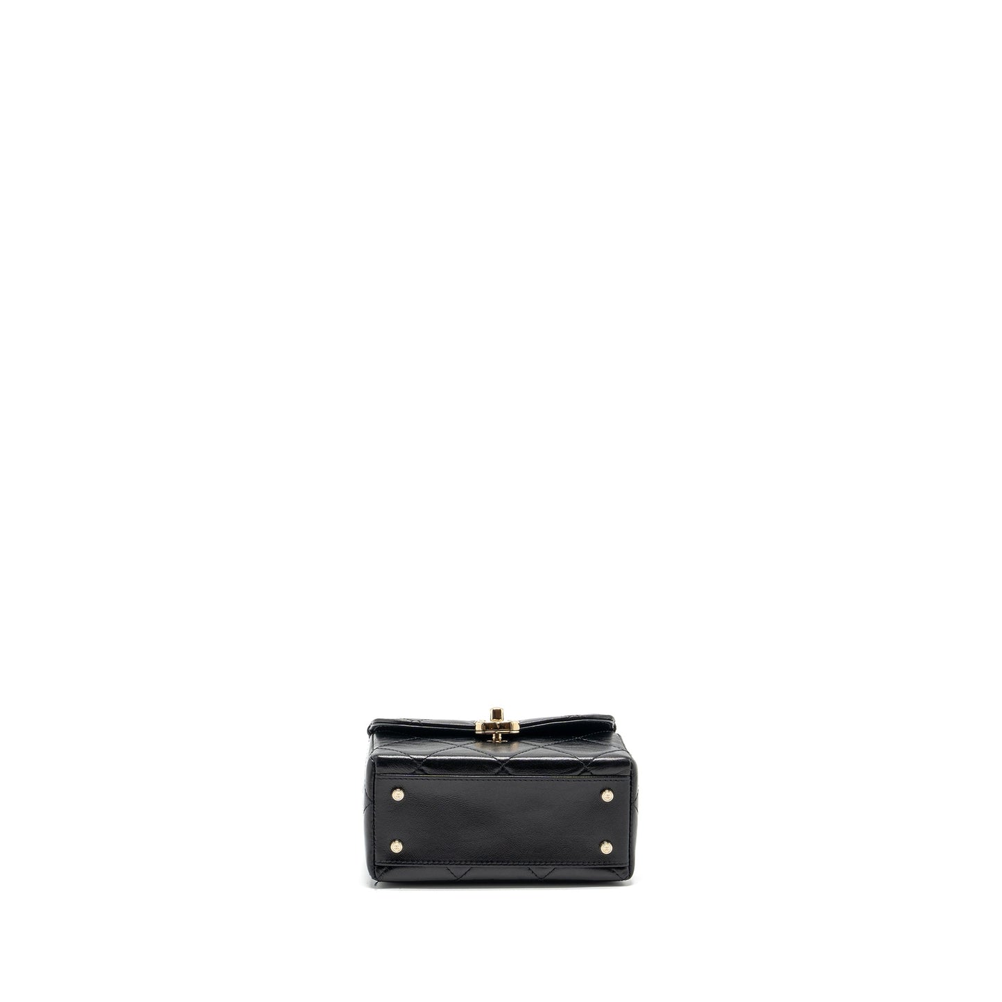 Chanel 23k top handle vanity bag shiny calfskin black  (microchip)