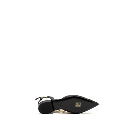 Chanel 22A Size 37.5 Slingback Mules with Pearls Lambskin Black L