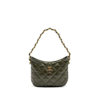 Chanel 22k Hobo Bag Lambskin Green  (microchip)