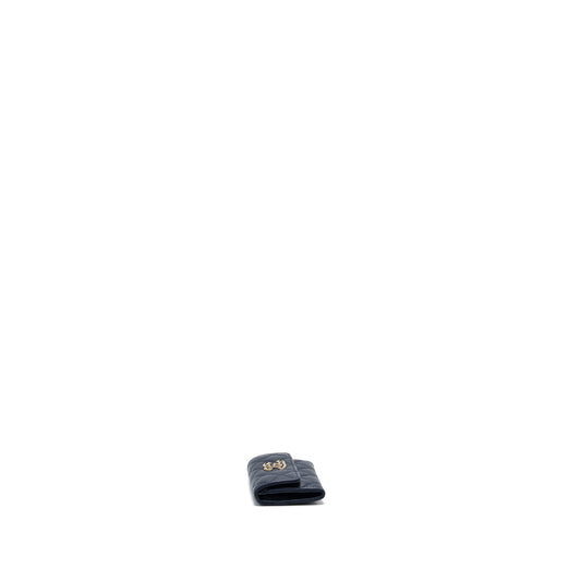 Chanel detailed giant logo Card holder caviar dark blue L