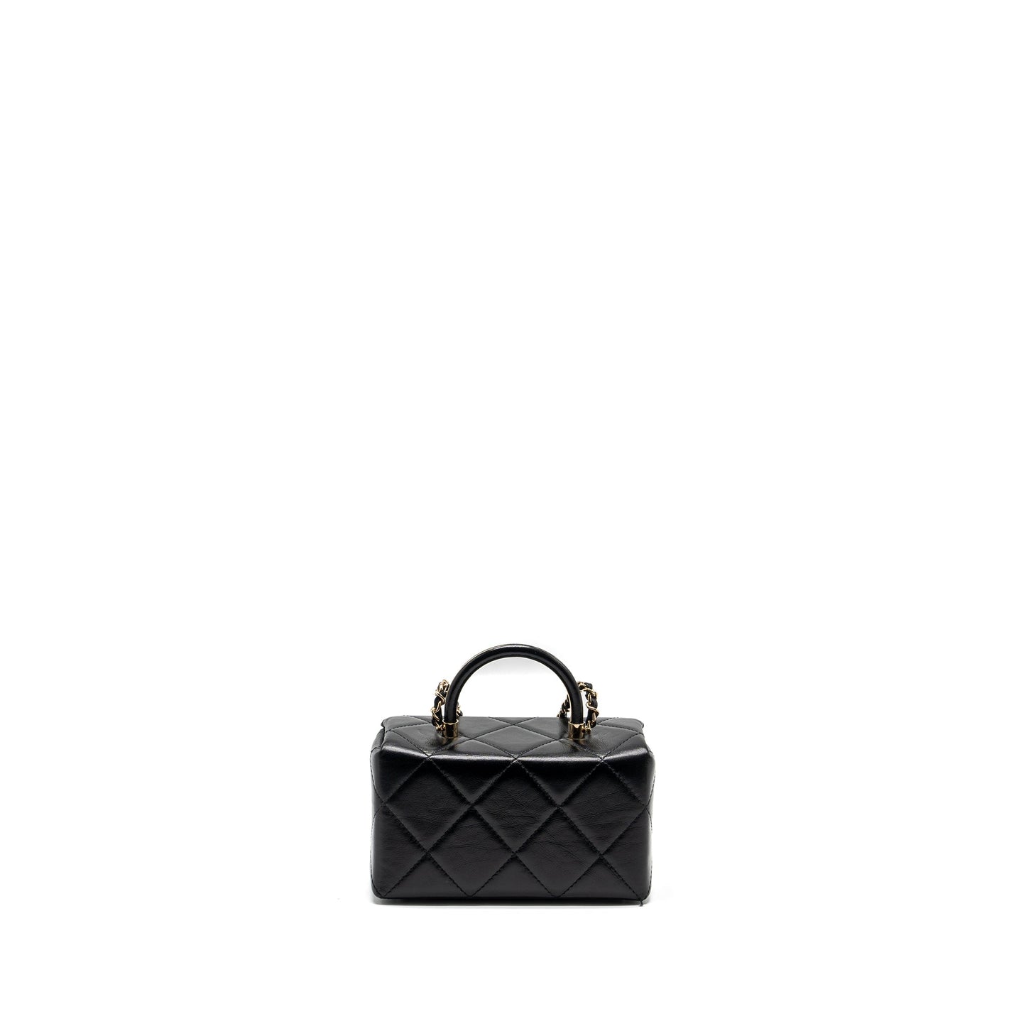 Chanel 23k top handle vanity bag shiny calfskin black  (microchip)
