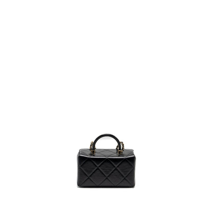 Chanel 23k top handle vanity bag shiny calfskin black  (microchip)