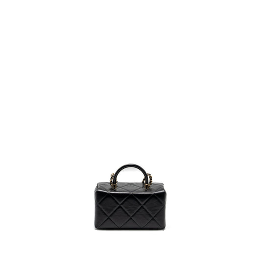 Chanel 23k top handle vanity bag shiny calfskin black  (microchip)