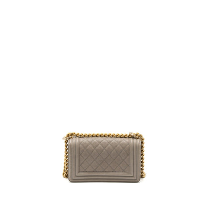 Chanel Small Boy Bag Caviar Light Grey