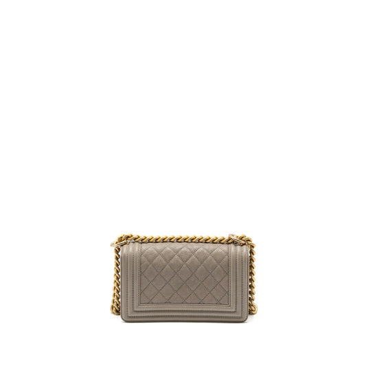Chanel Small Boy Bag Caviar Light Grey