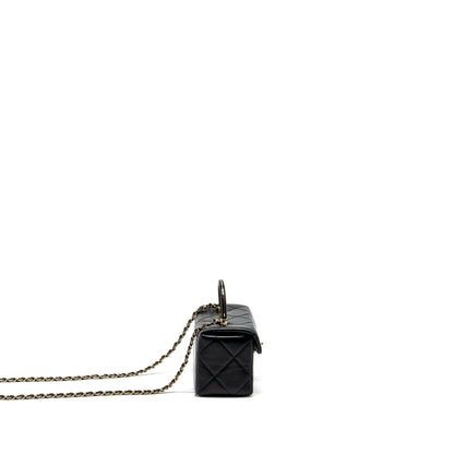 Chanel 23k top handle vanity bag shiny calfskin black  (microchip)