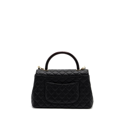 Chanel Medium Coco Handle Lizard Embossed Handle Caviar Black L (Microchip)