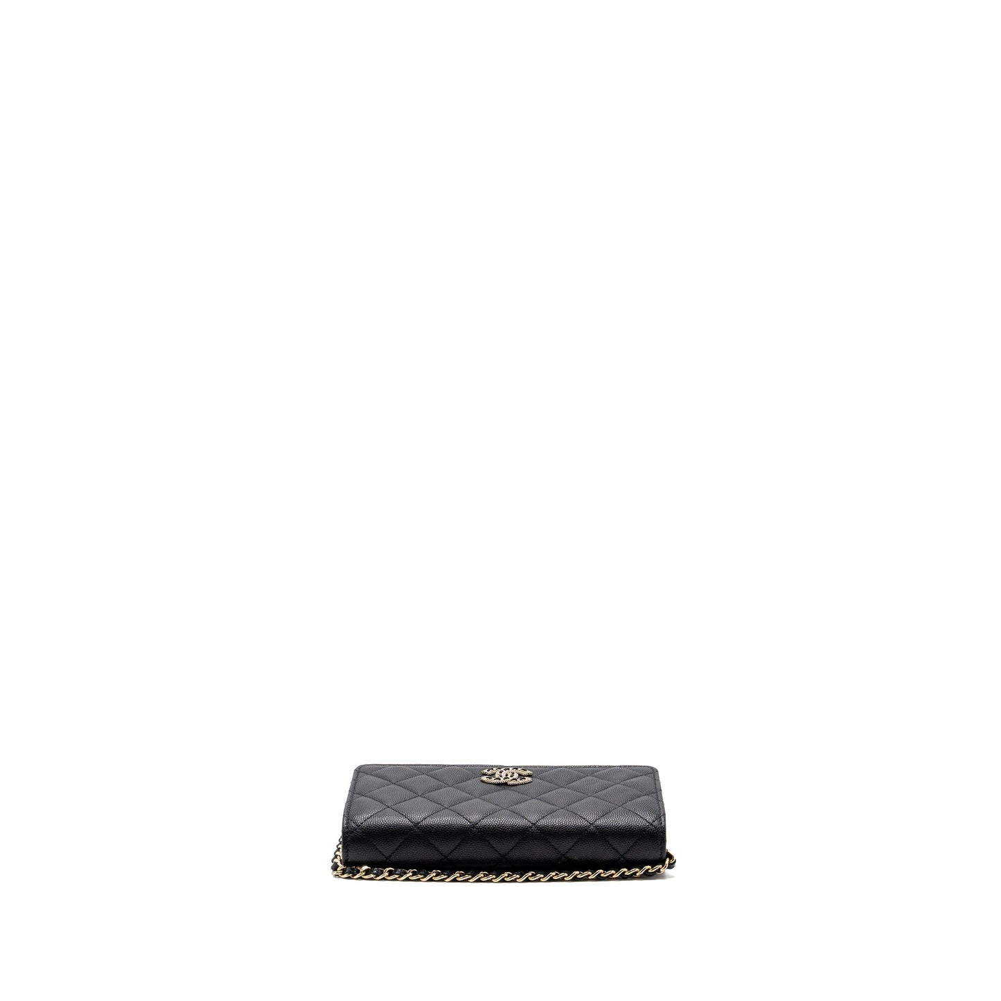 Chanel Detailed Logo Wallet On Chain Black Caviar L (microchip)