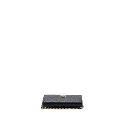 Chanel Detailed Logo Wallet On Chain Black Caviar L (microchip)