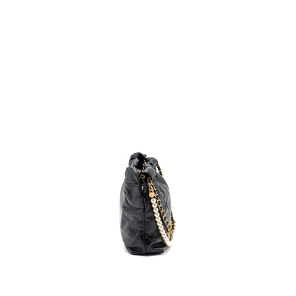 Chanel 23s Mini 22 Bag With Pearl Shiny Calfskin  (Microchip)
