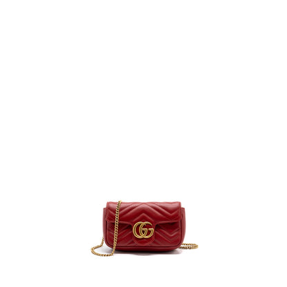 Gucci Marmont super mini matelass� chevron Calfskin red