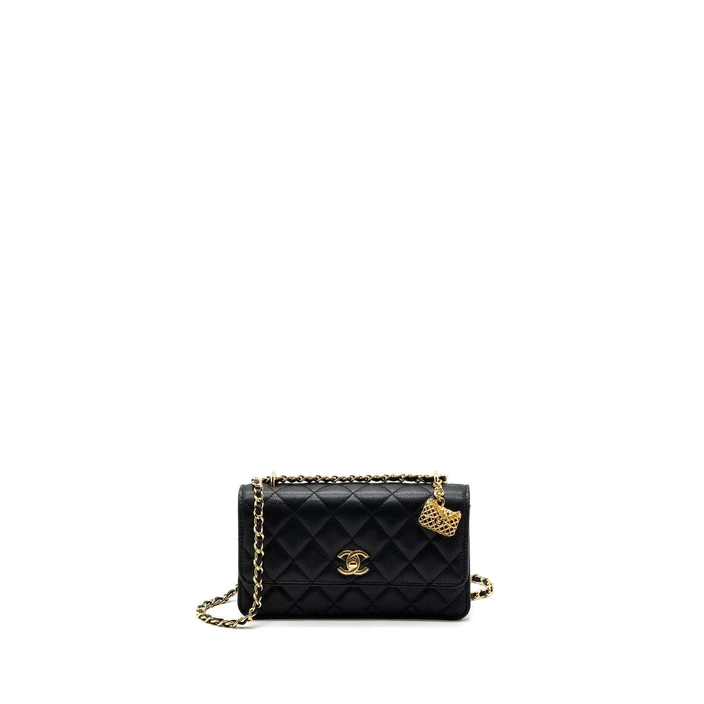 Chanel 23s Wallet On Chain with bag Charm Caviar Black (Microchip)