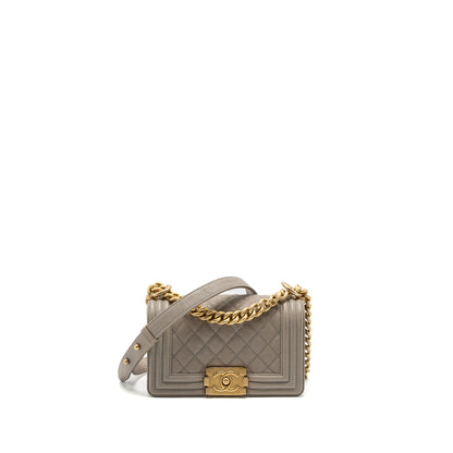 Chanel Small Boy Bag Caviar Light Grey