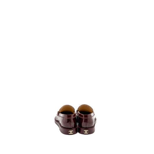 Chanel Size 36 Letter Loafers Patent Leather Burgundy L