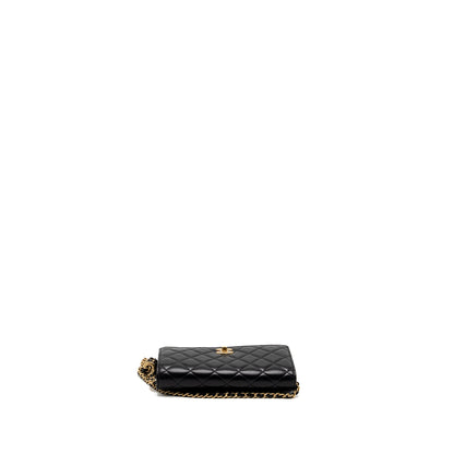 Chanel 22S Pearl Crush Wallet on Chain Lambskin Black Brushed  (Microchip)