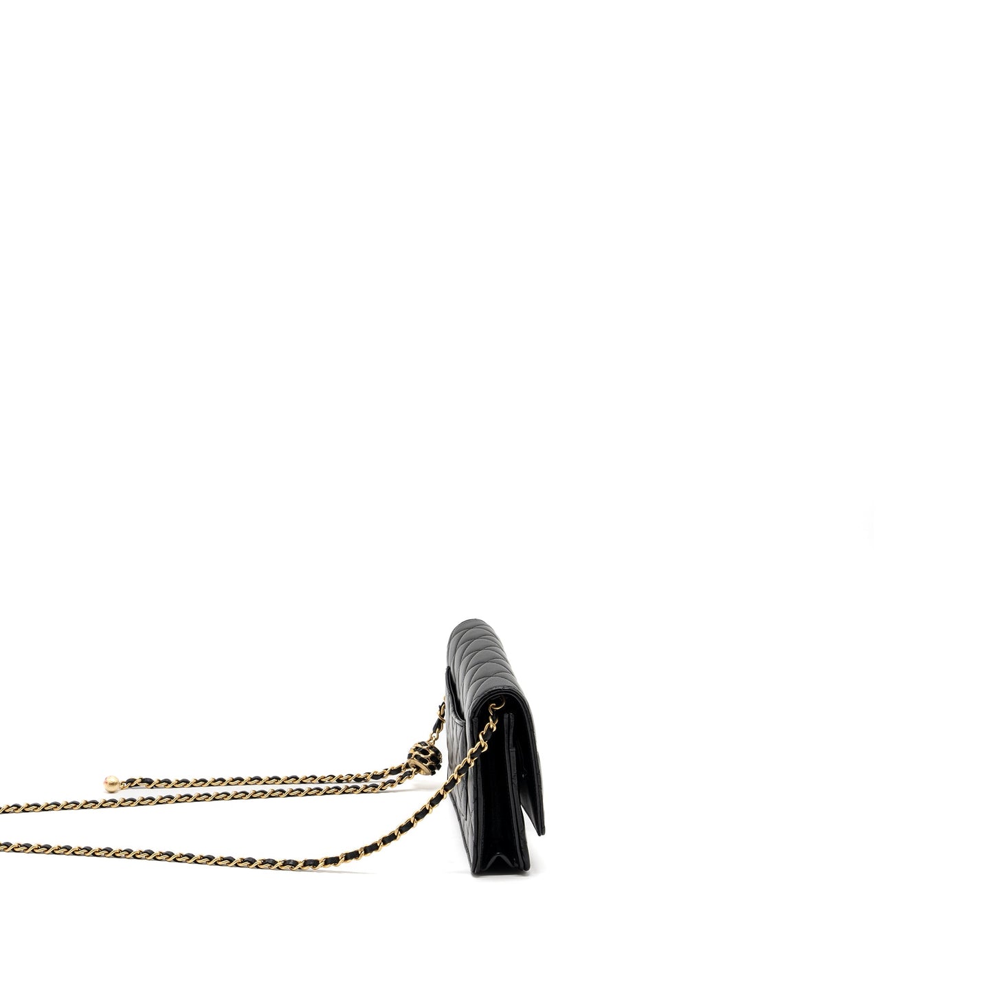 Chanel 22S Pearl Crush Wallet on Chain Lambskin Black Brushed  (Microchip)