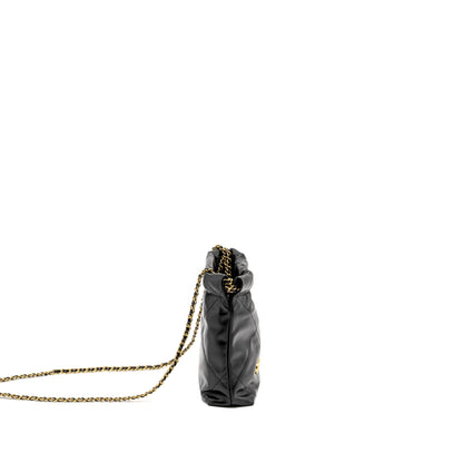 Chanel Mini 22 Bag Shiny Calfskin Black  (microchip)