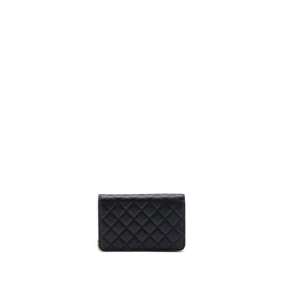 Chanel Detailed Logo Wallet On Chain Black Caviar L (microchip)