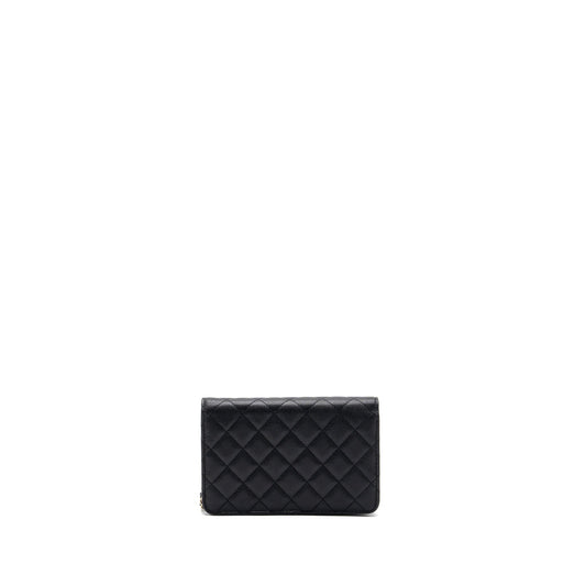 Chanel Detailed Logo Wallet On Chain Black Caviar L (microchip)