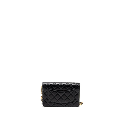 Chanel 22S Pearl Crush Wallet on Chain Lambskin Black Brushed  (Microchip)
