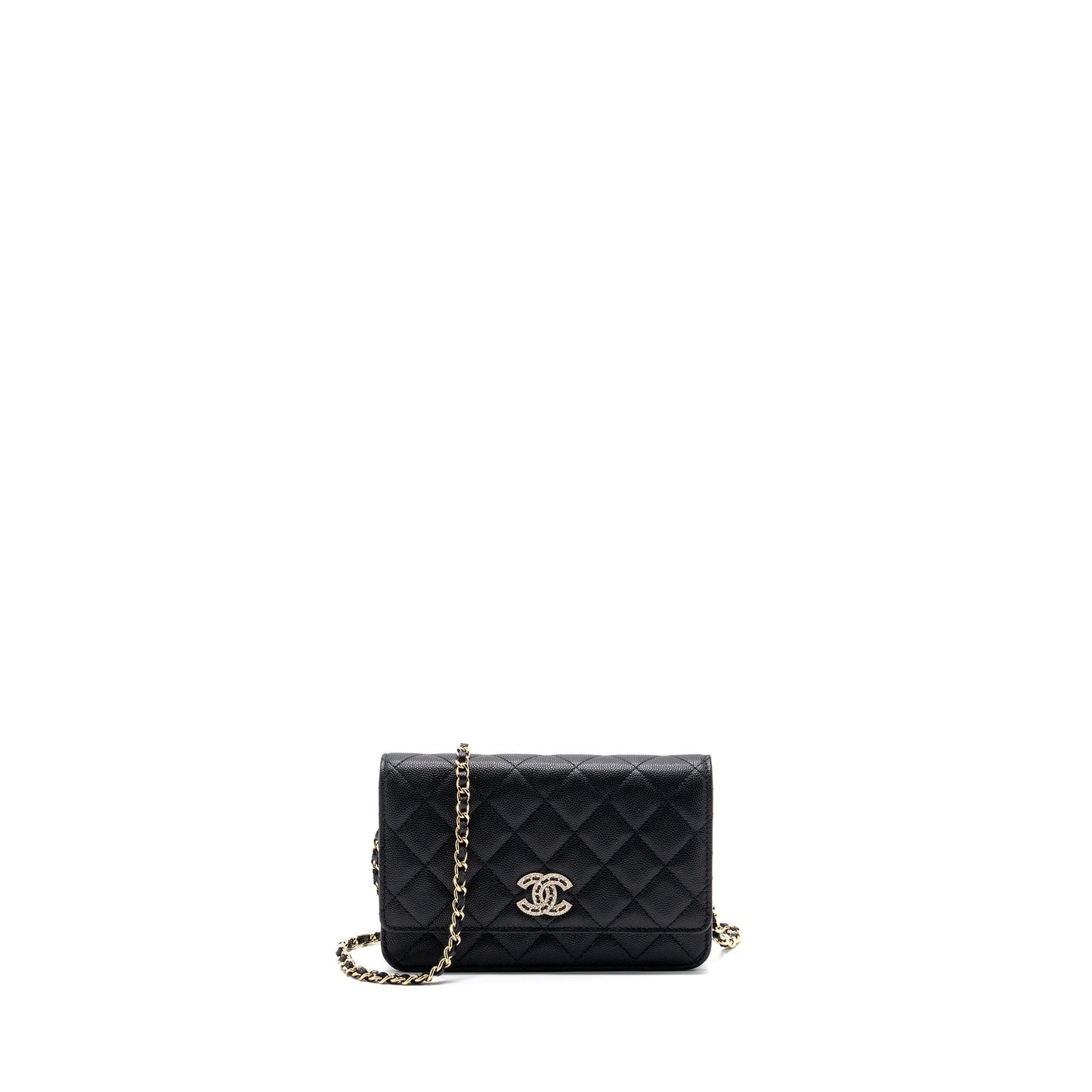 Chanel Detailed Logo Wallet On Chain Black Caviar L (microchip)