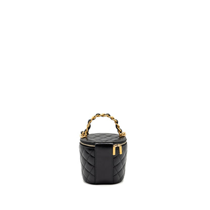 CHANEL Afternoon Tea Top Handle Vanity Case With Chain Lambskin Black  (Microchip)