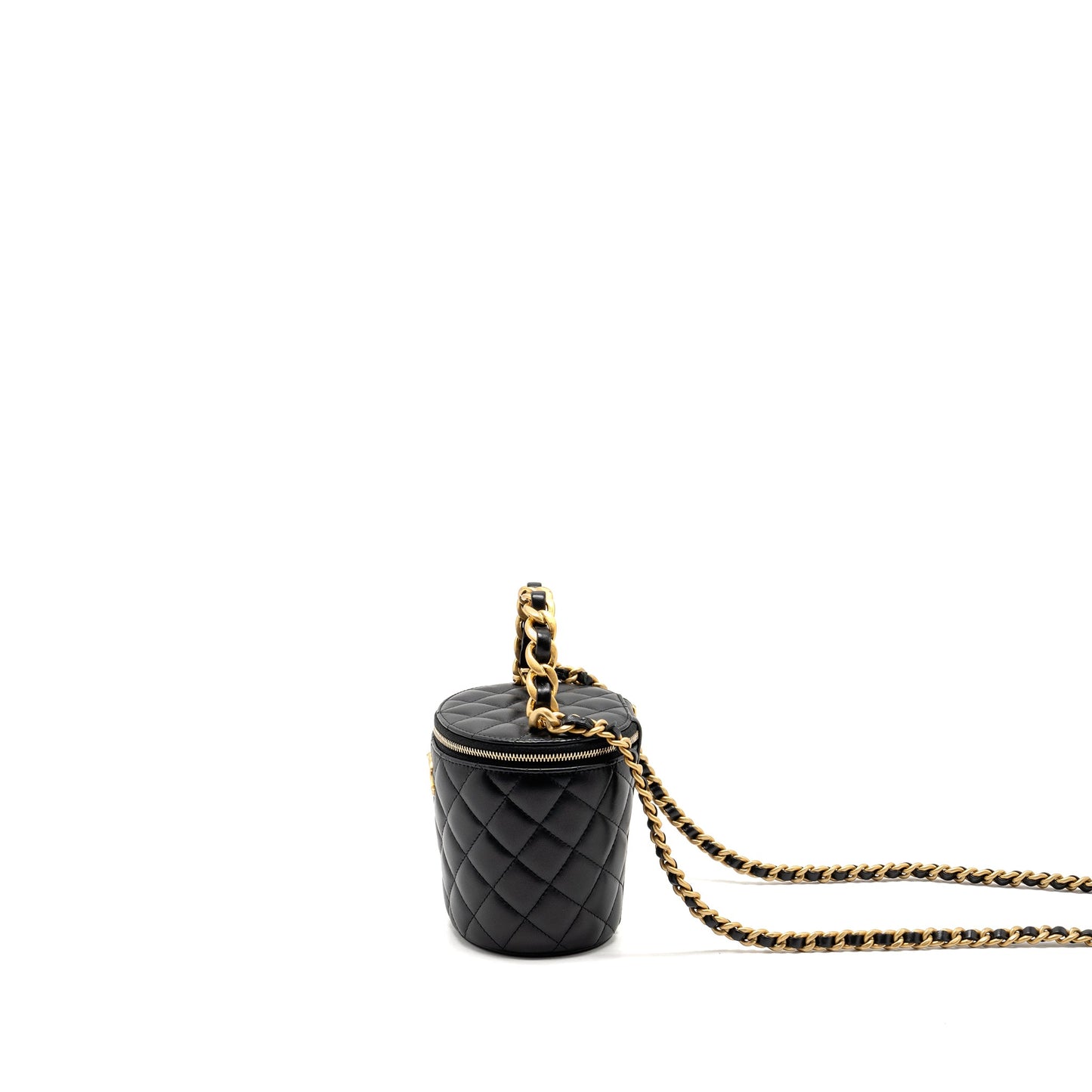 CHANEL Afternoon Tea Top Handle Vanity Case With Chain Lambskin Black  (Microchip)