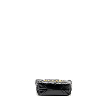Chanel Mini 22 Bag Shiny Calfskin Black  (microchip)