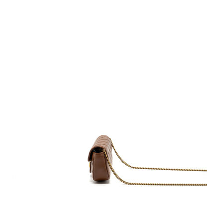 Gucci super mini GG marmont calfskin caramel