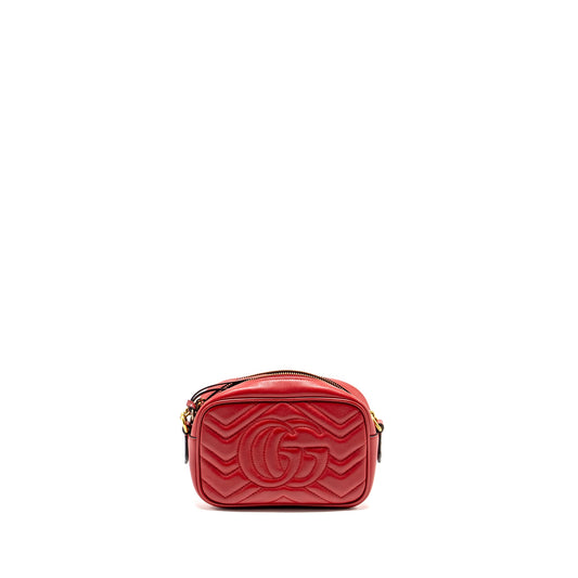 Gucci GG Marmont Matelasse Camera Bag Red Leather Red