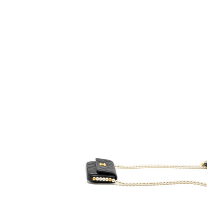 Chanel Mini Flap Purse with Pearl Chain Calfskin