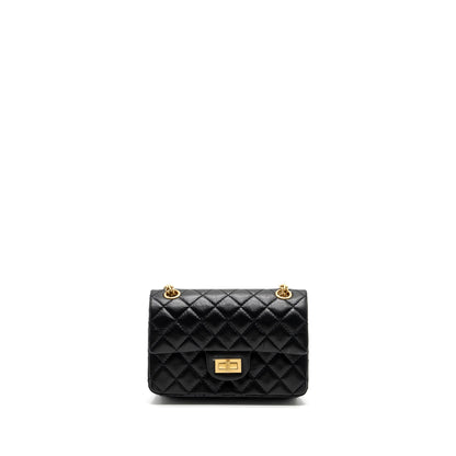 Chanel Mini 2.55 Reissue Flap Bag Aged Calfskin Black Brushed  (Microchip)