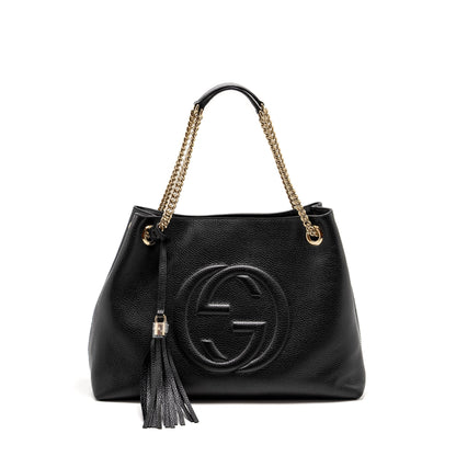 Gucci Interlocking G Soho Tote Bag Calfskin Black