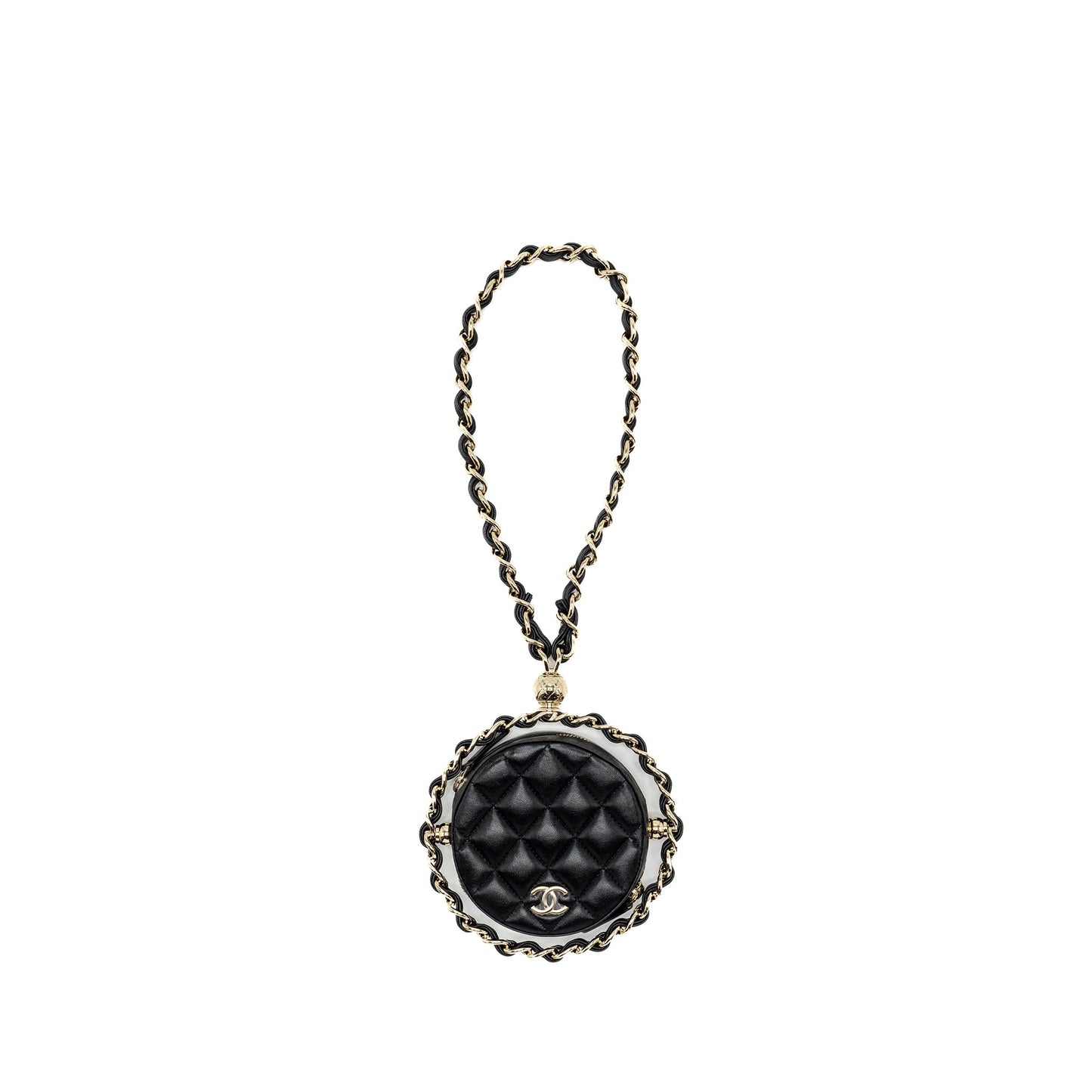 Chanel 22C Round Clutch With Chain Lambskin Black
