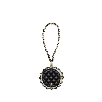 Chanel 22C Round Clutch With Chain Lambskin Black