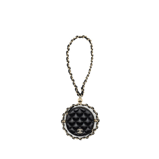 Chanel 22C Round Clutch With Chain Lambskin Black