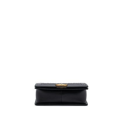 Chanel Medium Classic Boy Bag Caviar Black Brushed  (microchip)