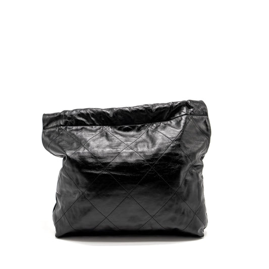 Chanel Medium 22 Shiny Calfskin Black  (microchip)