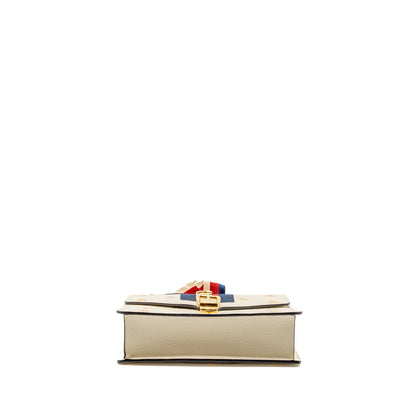Gucci Small Sylvia Bag Bee and Star Printed Calfskin White