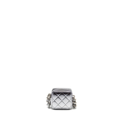 Chanel 22c coco punk purse with giant chain lambskin metallic silver/black