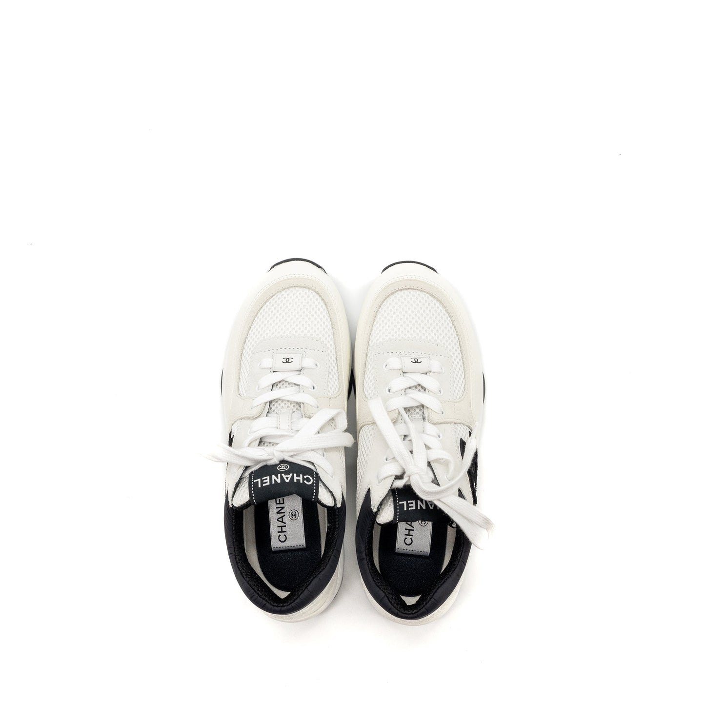 Chanel Size 37.5 CC Logo Trainer/Sneakers White/Black