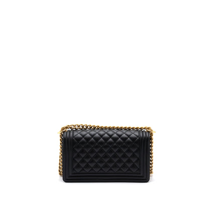 Chanel Medium Classic Boy Bag Caviar Black Brushed  (microchip)