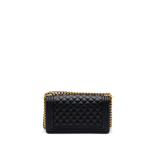 Chanel Medium Classic Boy Bag Caviar Black Brushed  (microchip)
