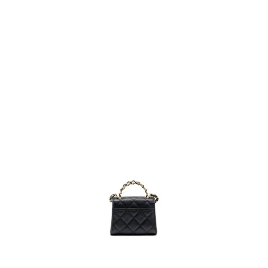 Chanel Top Handle Mini Flap Bag Caviar Black L (Microchip)