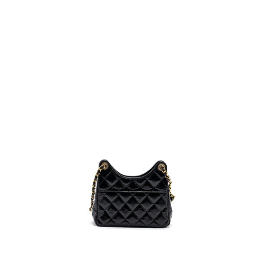Chanel 23C Small HOBO Bag Shiny Calfskin Black  (Microchip)