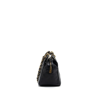 Chanel CC logo small shopping tote bag caviar black