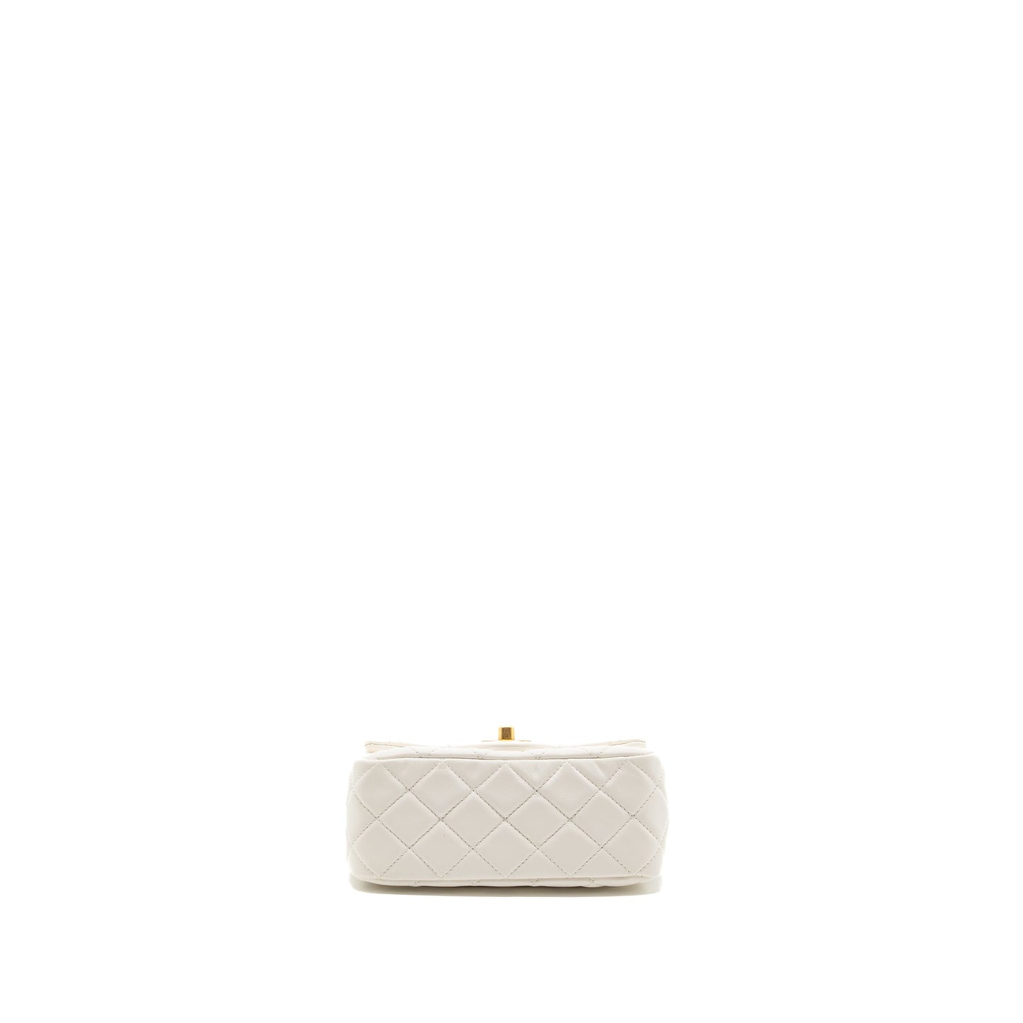 Chanel Pearl crush mini square flap bag lambskin white  (microchip)