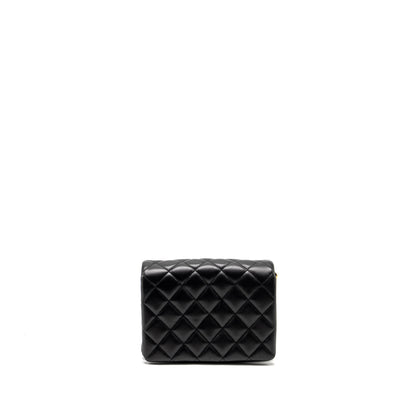 Chanel 22A Button on chain Flap Bag Lambskin Black  (Microchip)